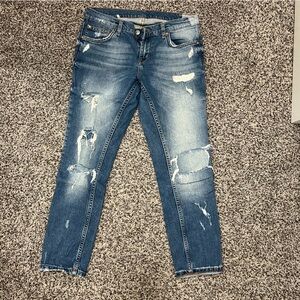 Zara distressed cropped jeans